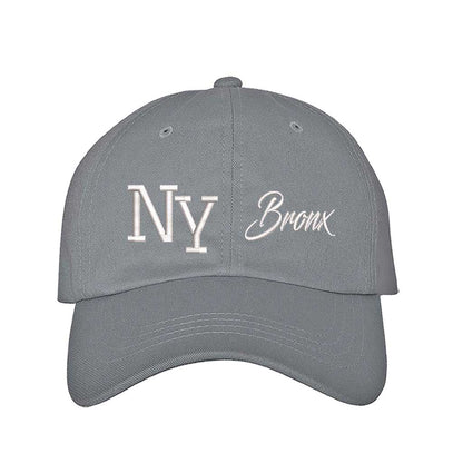 Gray NY 3D Bronx Embroidered Baseball Cap with raised embroidery, a curved brim, and an adjustable strap, celebrating New York’s iconic borough in style - DSY Lifestyle