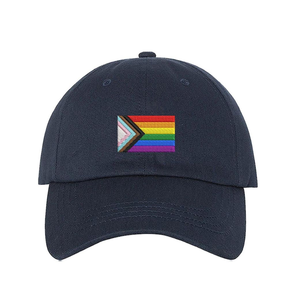 Navy blue baseball hat embroidered with the dan quasar pride flag-DSY Lifestyle