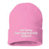 Pink beanie embroidered with the phrase not bossy just aggressively helpful-DSY Lifestyle