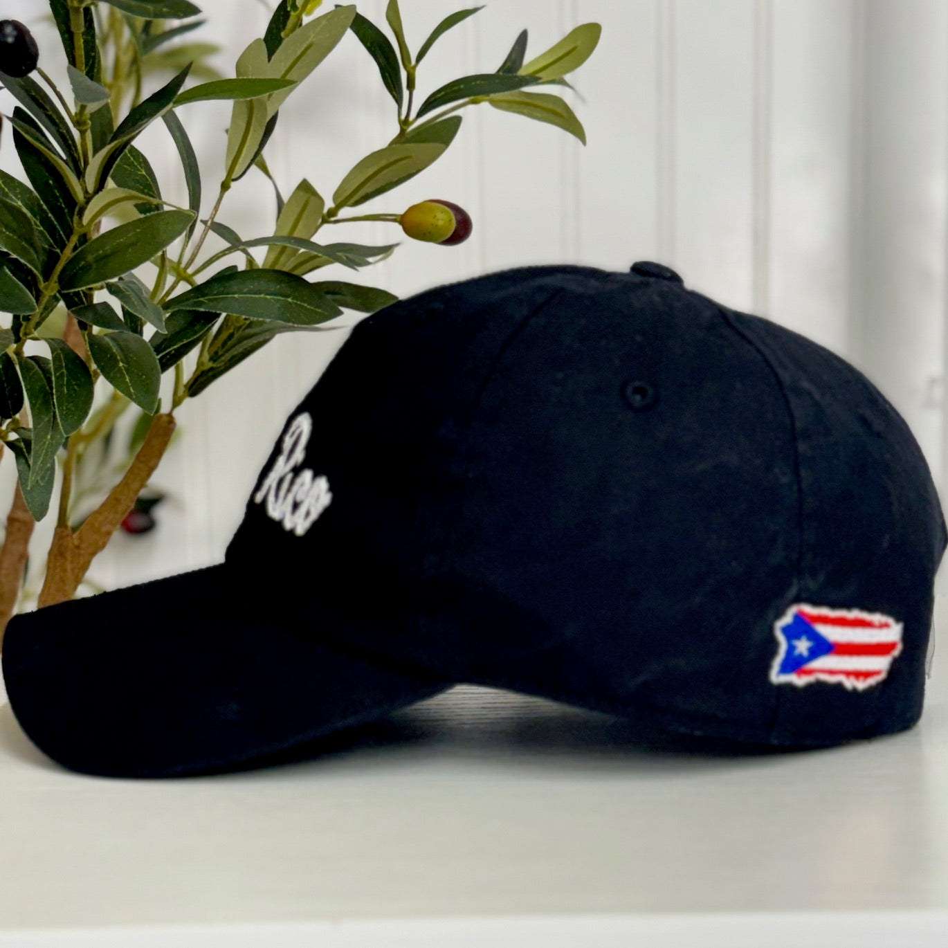 Side view of Puerto Rico hat with map flag back - DSY Lifestyle