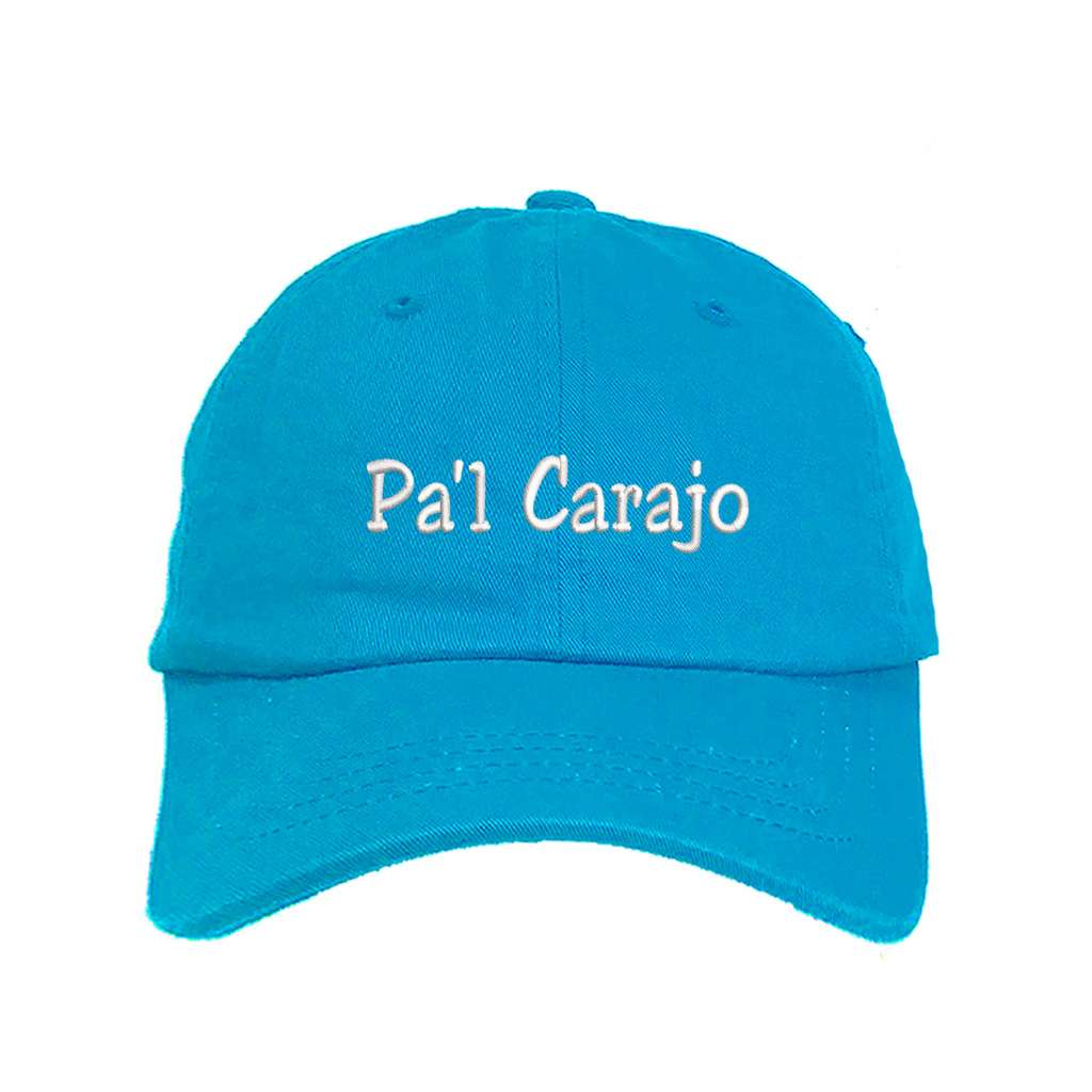 Aqua baseball hat embroidered with the phrase pa&