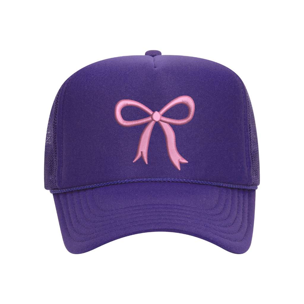 Purple Foam trucker hat embroidered with a pink ribbon-DSY Lifestyle