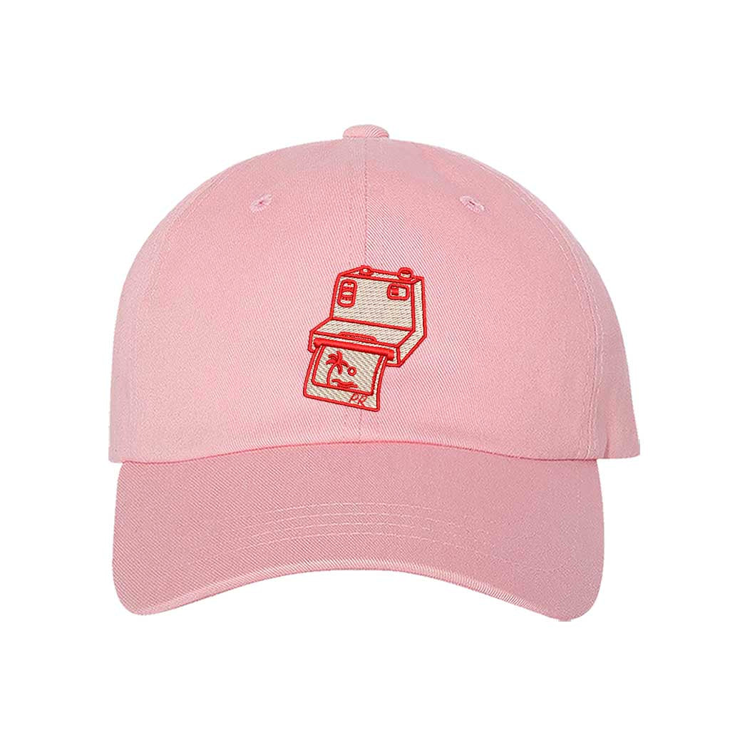 Light Pink Puerto Rico Camera Embroidered Baseball Hat with a sleek stitched design for photography lovers - DSY Lifestyle