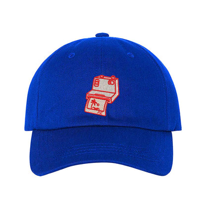 Royal Blue Puerto Rico Camera Embroidered Baseball Hat with a sleek stitched design for photography lovers - DSY Lifestyle