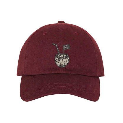 Burgundy Puerto Rico Coco Embroidered Baseball Hat featuring island-inspired lettering and premium stitching - DSY Lifestyle