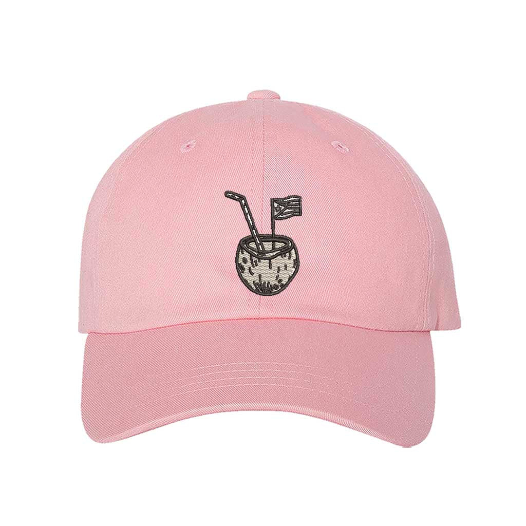 Light Pink Puerto Rico Coco Embroidered Baseball Hat featuring island-inspired lettering and premium stitching - DSY Lifestyle