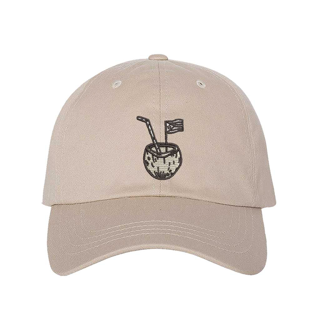 Stone Puerto Rico Coco Embroidered Baseball Hat featuring island-inspired lettering and premium stitching - DSY Lifestyle