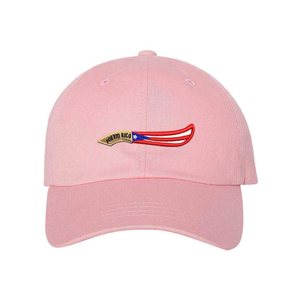 Light Pink baseball hat embroidered with  a Puerto Rico Machete flag, representing Puerto Rican strength and culture - DSY Lifestyle