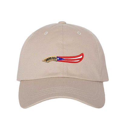 Stone baseball hat embroidered with  a Puerto Rico Machete flag, representing Puerto Rican strength and culture - DSY Lifestyle