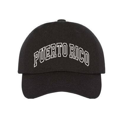 Black Puerto Rico Large Print Embroidered Baseball Hat with bold lettering - DSY Lifestyle