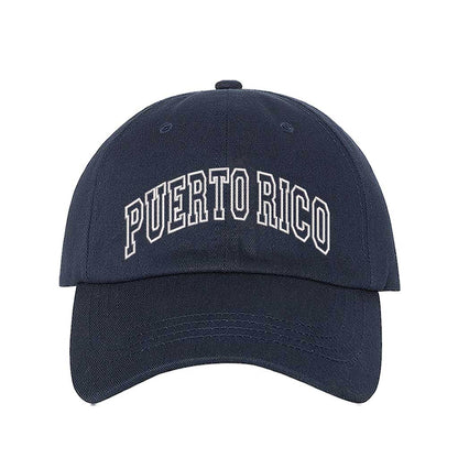 Navy Blue Puerto Rico Large Print Embroidered Baseball Hat with bold lettering - DSY Lifestyle