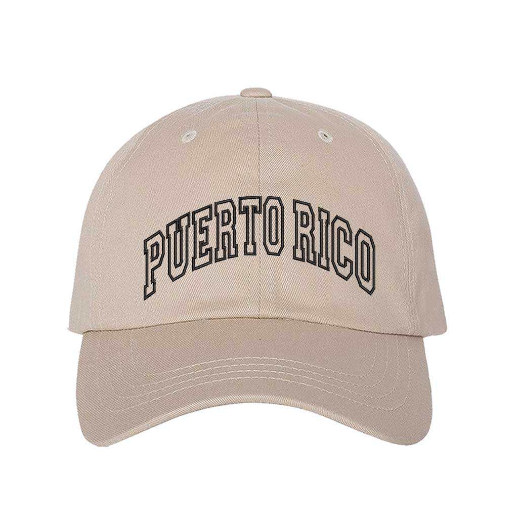 Stone Puerto Rico Large Print Embroidered Baseball Hat with bold lettering - DSY Lifestyle