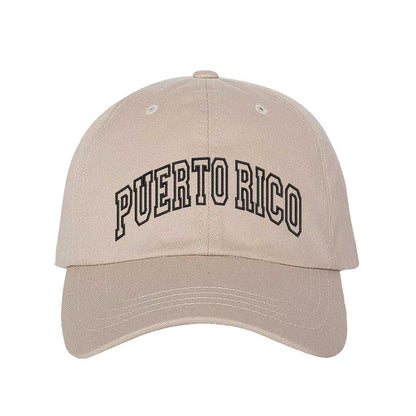 Stone Puerto Rico Large Print Embroidered Baseball Hat with bold lettering - DSY Lifestyle