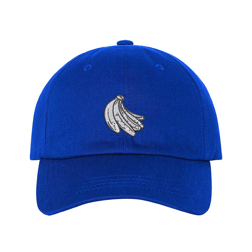 Royal Blue baseball hat with “Plátanos” embroidered in bold lettering, celebrating Puerto Rican culture with a fun and stylish touch - DSY Lifestyle