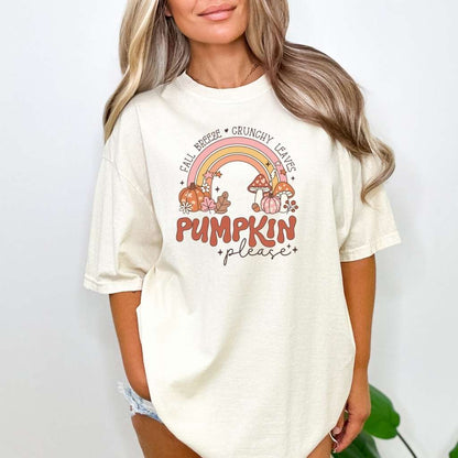 Ivory Fall Breeze Crunchy Leaves Pumpkin Please Unisex Washed Tshirt