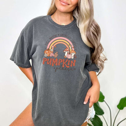 Gray Fall Breeze Crunchy Leaves Pumpkin Please Unisex Washed Tshirt