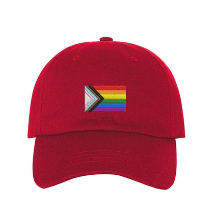 Red baseball hat embroidered with the dan quasar pride flag-DSY Lifestyle