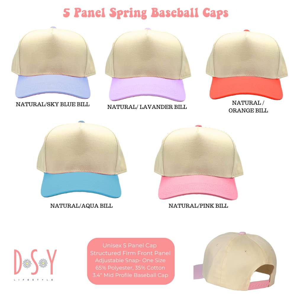 5 Panel Spring Baseball Cap Color Chart