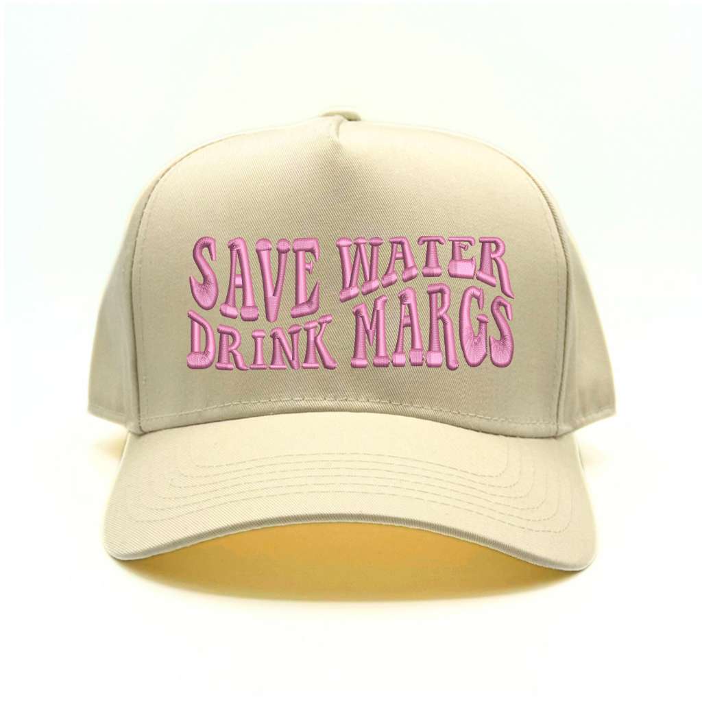 Natural Baseball Cap embroidered with Save Water Drink Margs - DSY Lifestyle