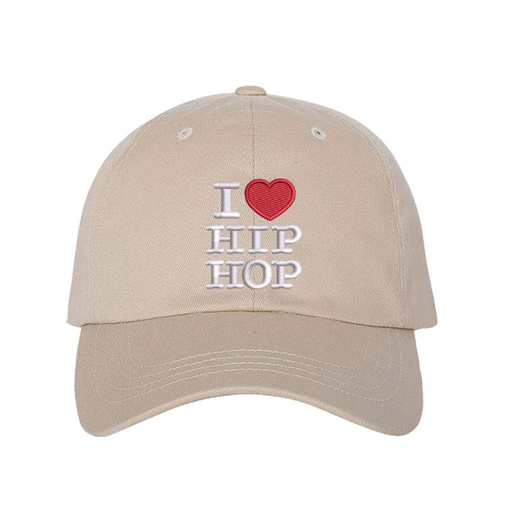 Stone baseball hat embroidered with the phrase i love hip hop but love is a heart- DSY Lifestyle