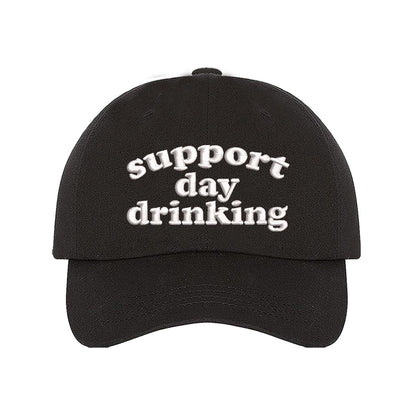 Support Day Drinking embroidered funny black baseball cap 