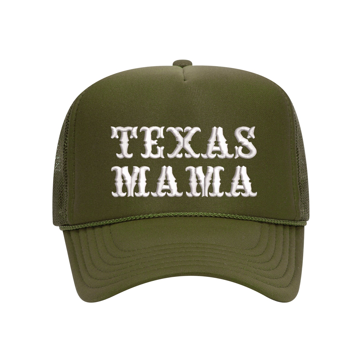 Olive foam trucker hat embroidered with texas mama on it-DSY Lifestyle