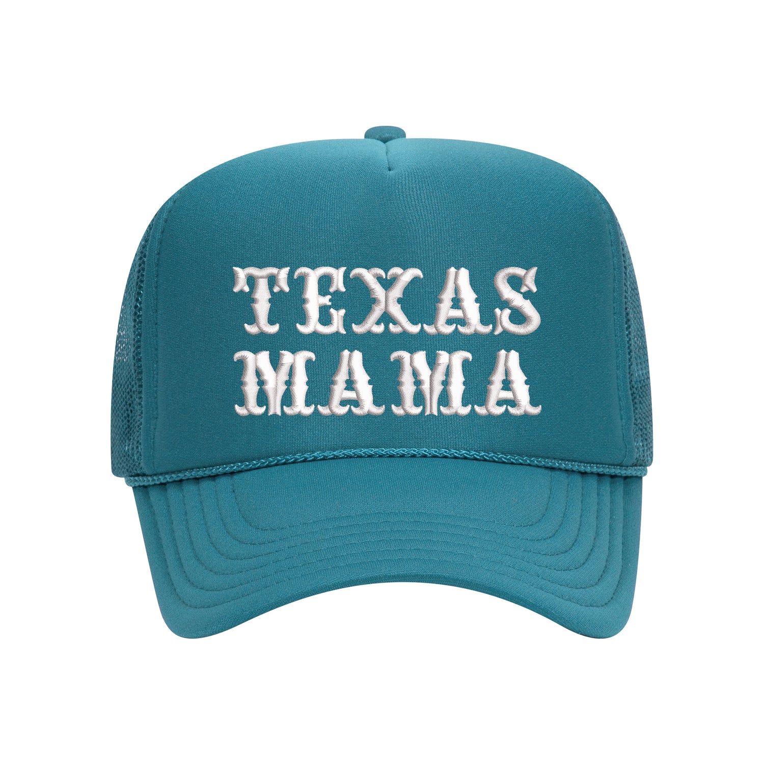 Turquoise foam trucker hat embroidered with texas mama on it-DSY Lifestyle
