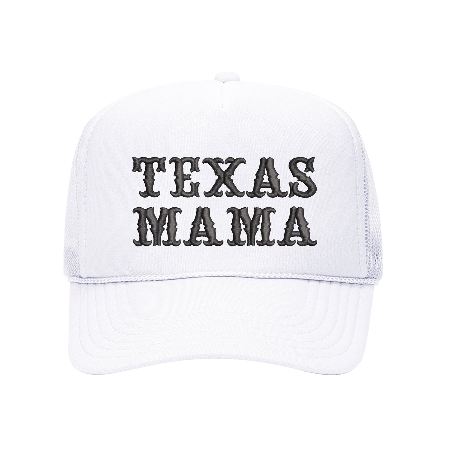 White foam trucker hat embroidered with texas mama on it-DSY Lifestyle