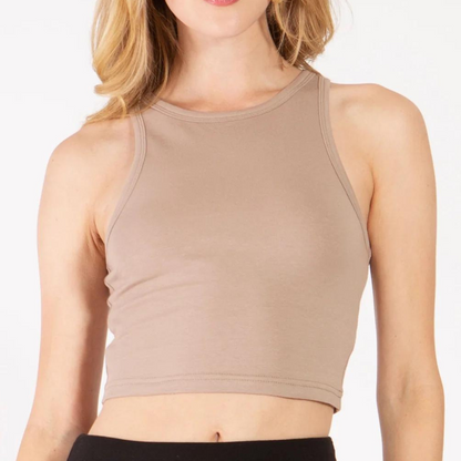 Cropped High Neck Tank Top