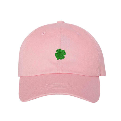 Light Pink classic baseball hat with a small embroidered clover on the front, offering a clean, minimalistic, and stylish touch for any outfit - DSY Lifestyle