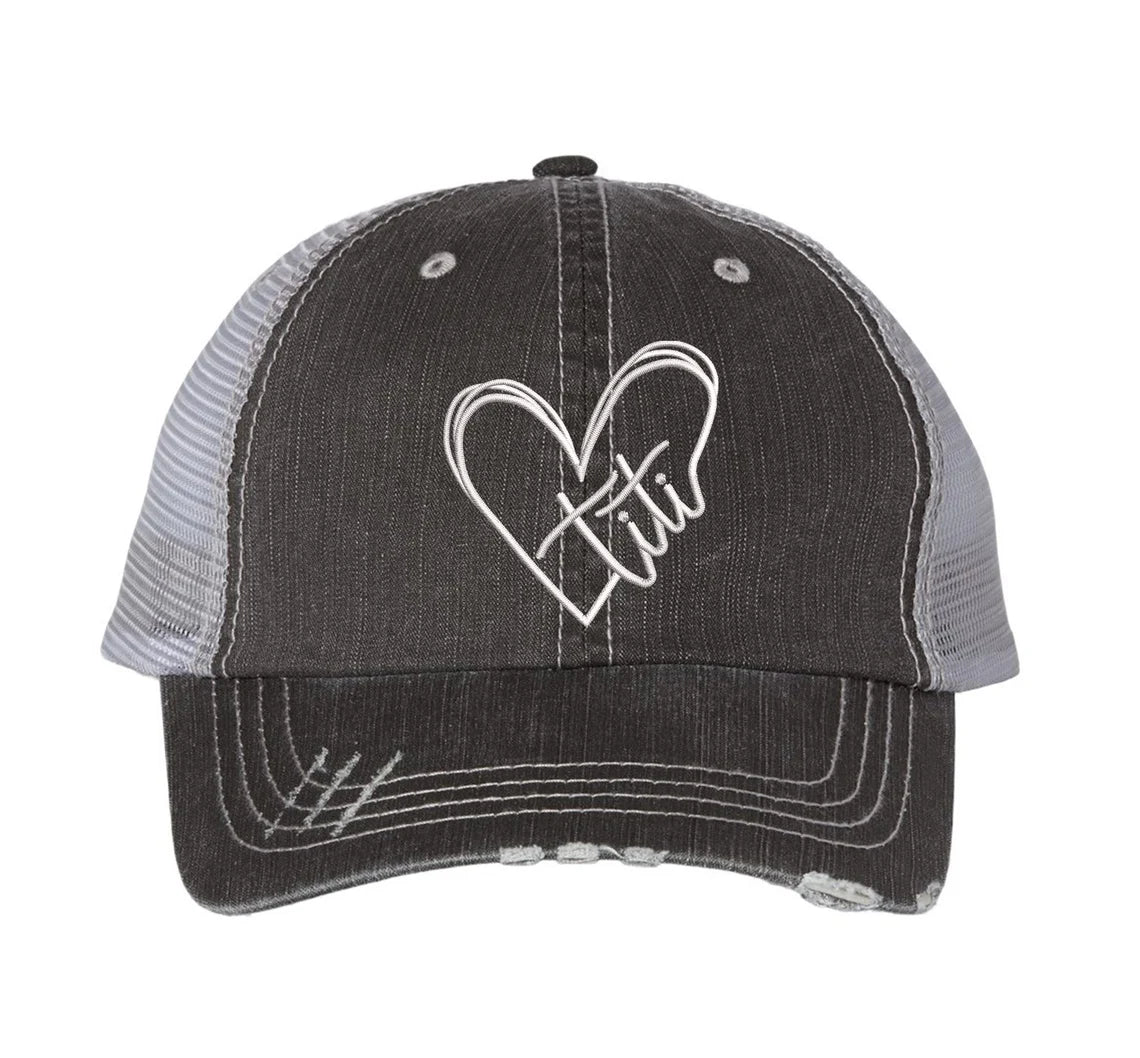 Titi Embroidered Distressed Trucker Hat