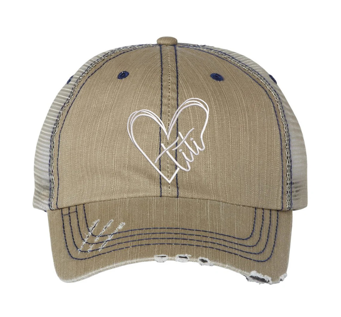 Titi Embroidered Distressed Trucker Hat