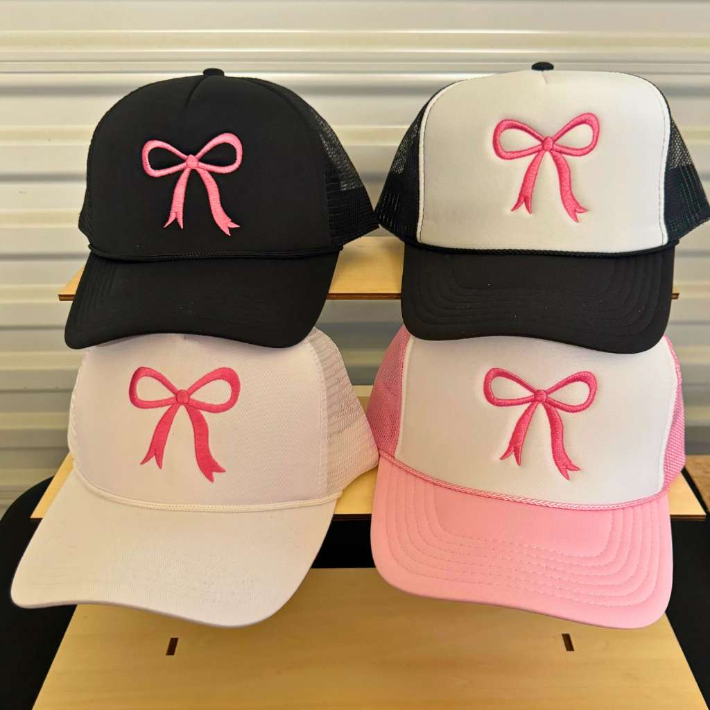 Foam trucker hats with an embroidered Pink Coquette Bow - DSY Lifestyle