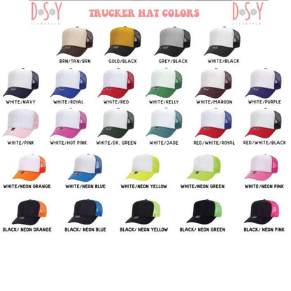 Color Chart for two tone trucker hats - DSY Lifestyle
