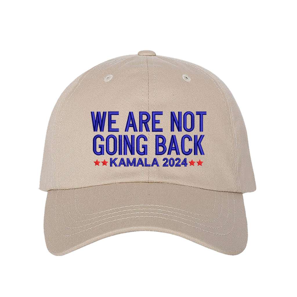 Stone baseball hat embroidered with the phrase we are not going back-DSY Lifestyle