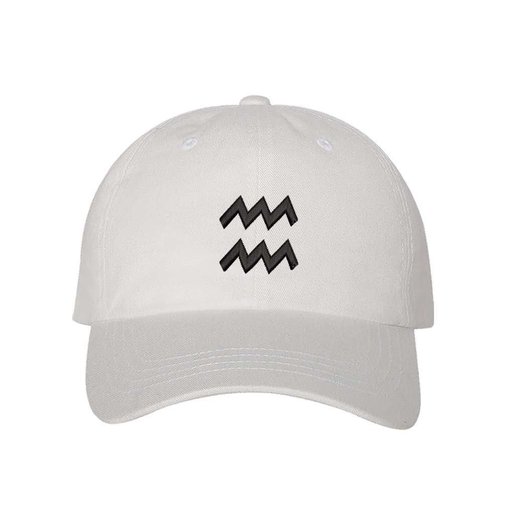 White baseball hat embroidered with the aquarius zodiac-DSY Lifestyle