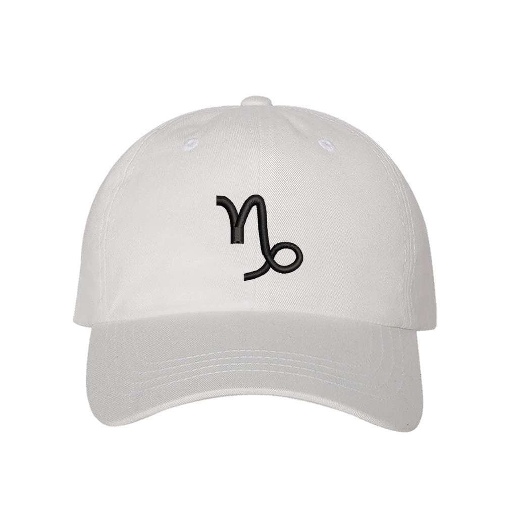 White baseball hat embroidered with the capricorn zodiac sign-DSY Lifestyle 