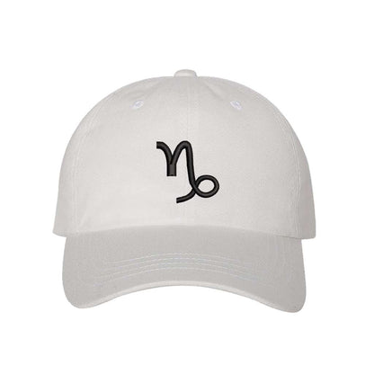 White baseball hat embroidered with the capricorn zodiac sign-DSY Lifestyle 