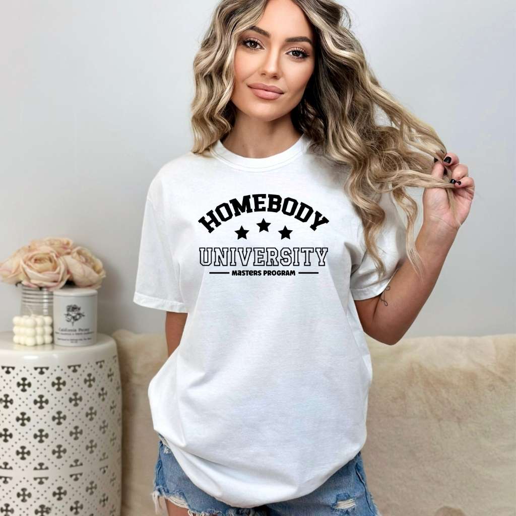 White Washed Unisex Tee with Homebody University - DSY Lifestyle