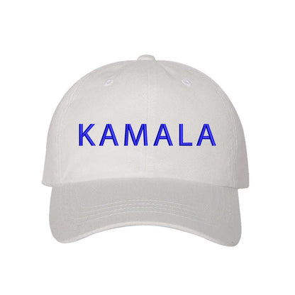 White baseball hat embroidered with the name Kamala-DSY Lifestyle