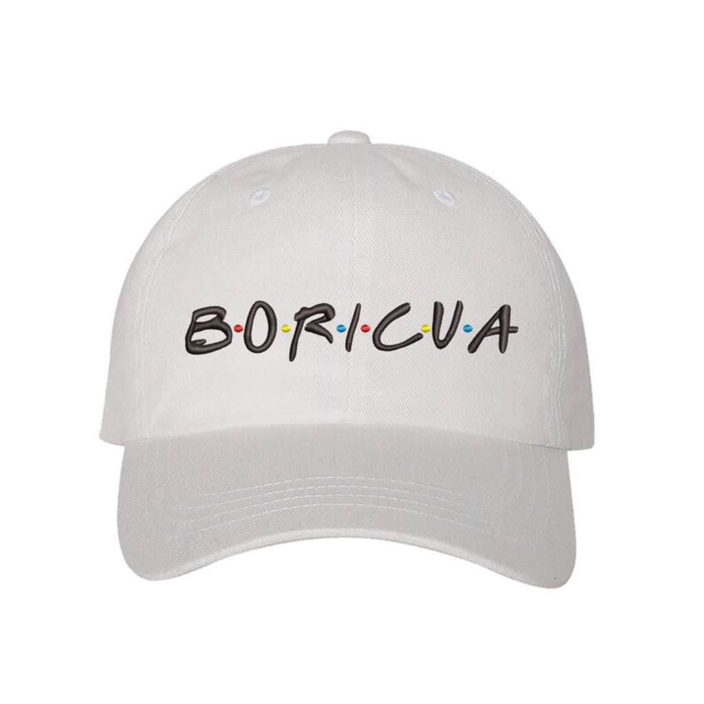 White baseball hat embroidered with the phrase Borica - DSY Lifestyle