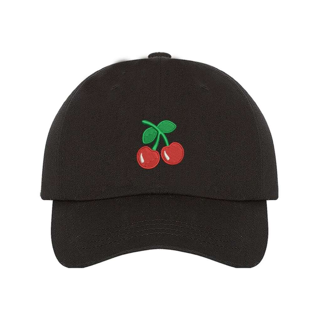 Black baseball hat embroidered with cherries - DSY Lifestyle