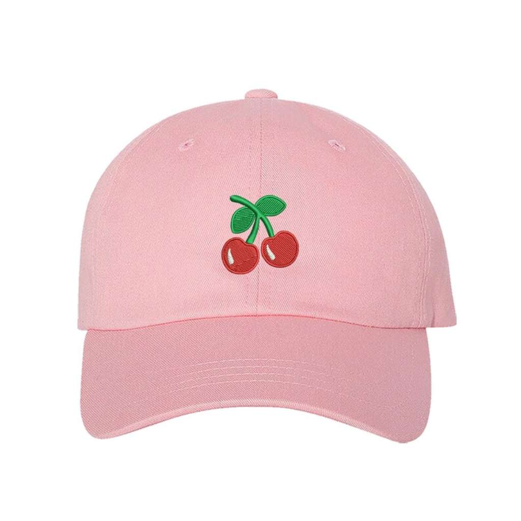 Light Pink baseball hat embroidered with cherries - DSY Lifestyle