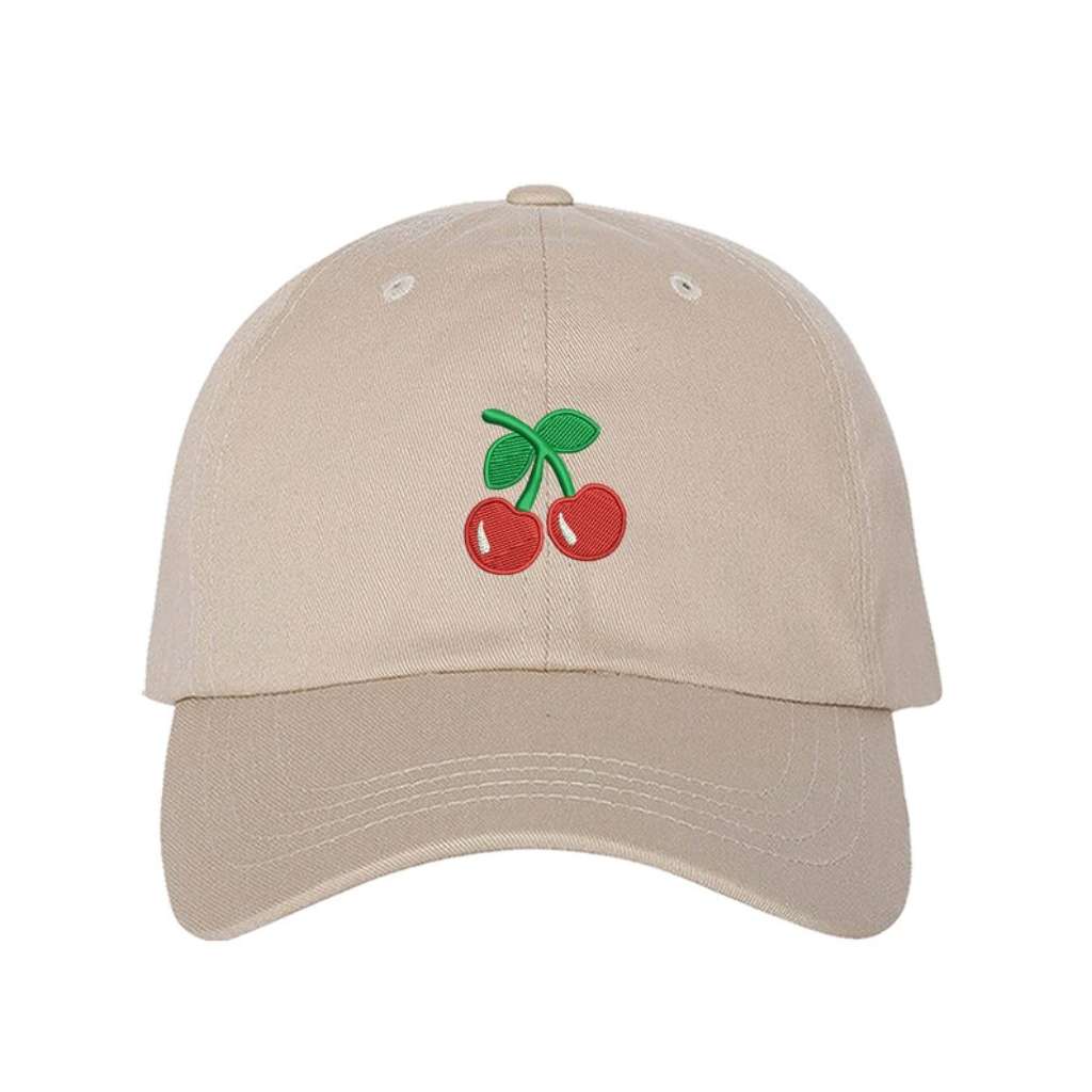 Stone baseball hat embroidered with cherries - DSY Lifestyle