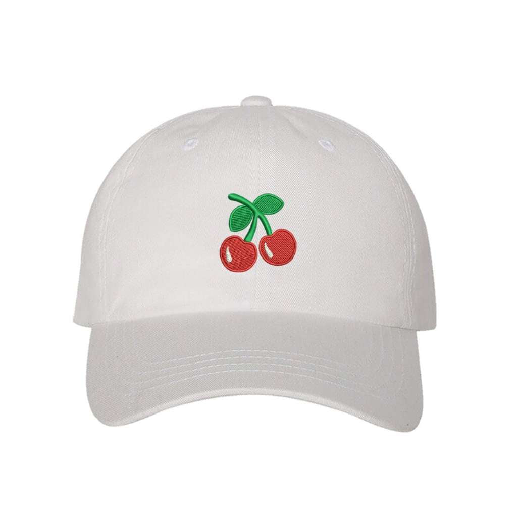 White baseball hat embroidered with cherries - DSY Lifestyle