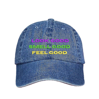 Look Good, Smell Good, Feel Good Mardi Gras Baseball Cap