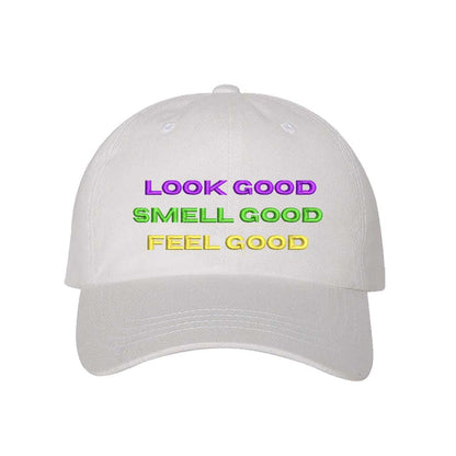 Look Good, Smell Good, Feel Good Mardi Gras Baseball Cap