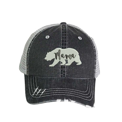 Mama Bear Embroidered Distressed Trucker Hat