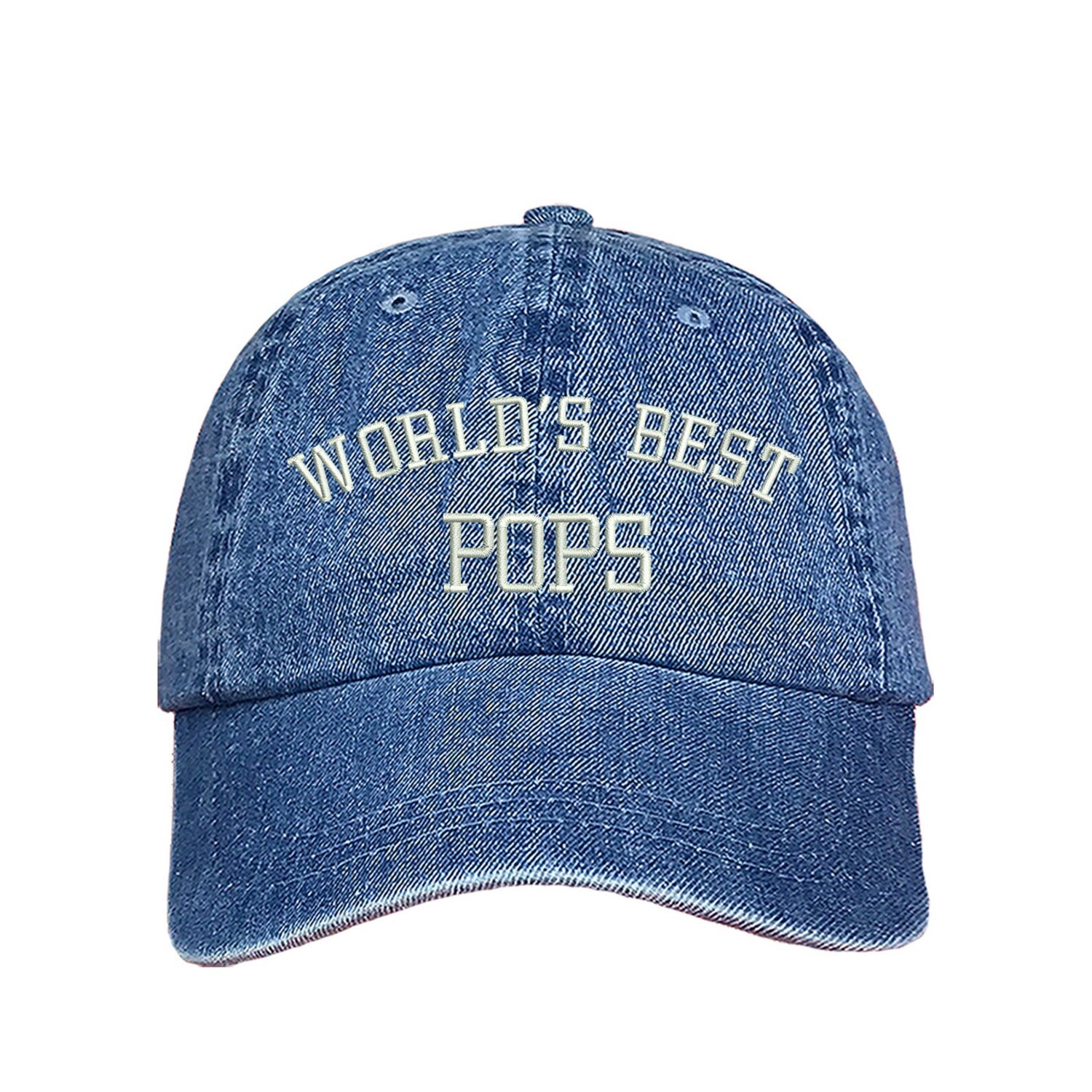 Denim baseball hat embroidered with worlds best pops-DSY Lifestyle