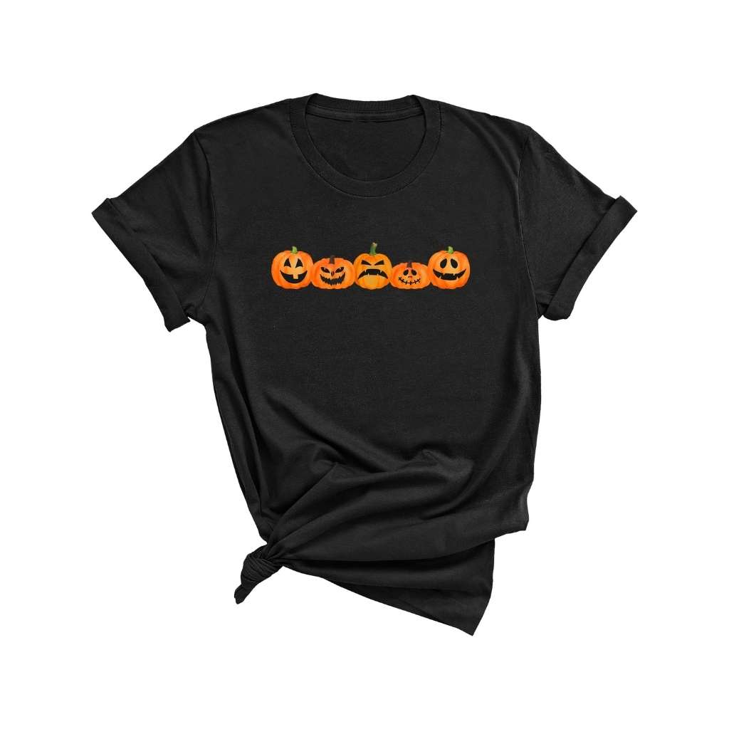 Black Unisex Tshirt with 5 pumpkin printed in the front - DSY Lifestyle